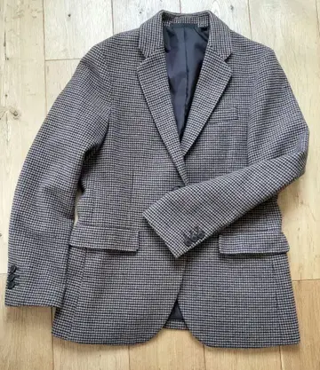 유니클로 브라운 계열 체크 트위드 테일러드 자켓 S