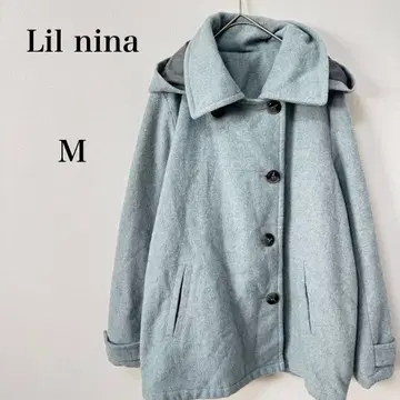 릴니나 피코트 숏 기장 숏코트 헤링본 패턴 M 라이트 블루