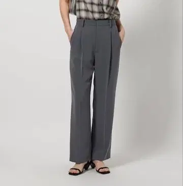 B&Y 턱 와이드 스트레이트 팬츠 미드 그레이