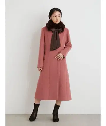 울 혼방 노카라 롱 코트