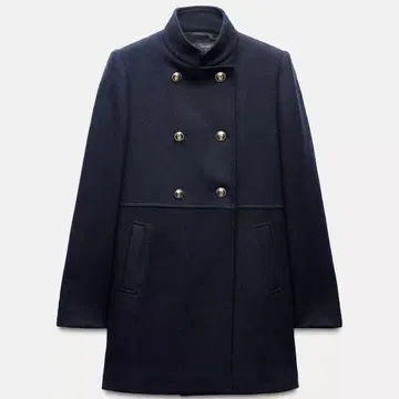 ZARA 울 블렌드 더블 브레스트 코트