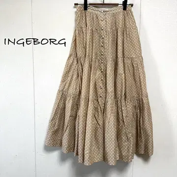 INGEBORG 잉게보그 펄 버튼 도트 플레어 스커트 일본제