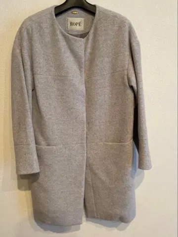 ROPE 노카라 그레이 롱 코트