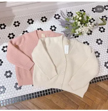 MAISON MARBLE 화이트 촉촉 리브 가디건