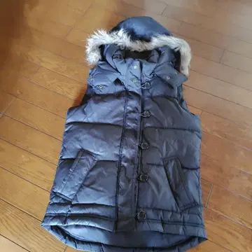 네이비 충전솜 베스트 퍼 달린 후드