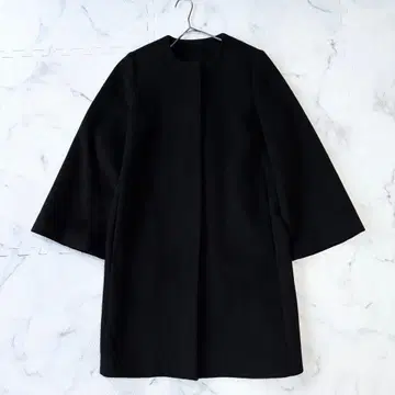 새상품급 플라주 plage 블랙 노카라 롱 코트 S