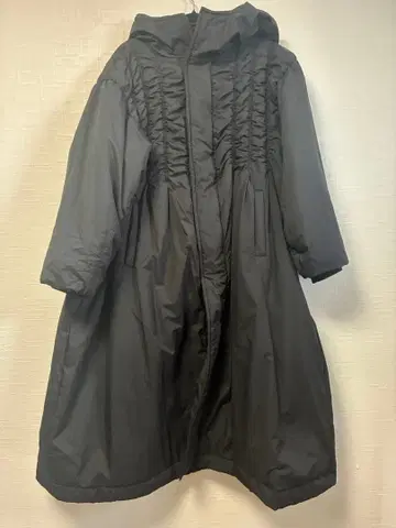 후드 부착 블랙 다운 자켓 118cm 롱