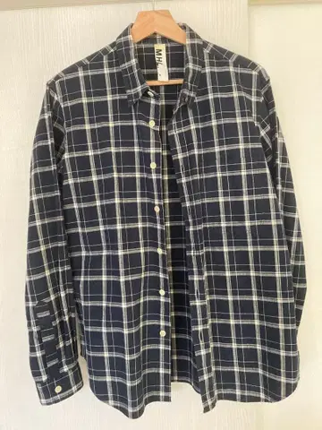 [ MHL ] 네이비 체크 무늬 긴팔 셔츠