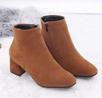 브라운 스웨이드 부티 지퍼 포함