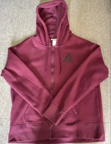 Reebok 집업 후드티 버건디