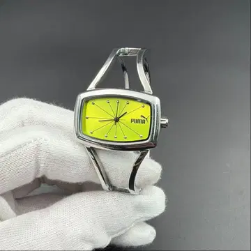 PUMA 뱅글 워치 실버 x 그린 아날로그 쿼츠 손목시계 y2k
