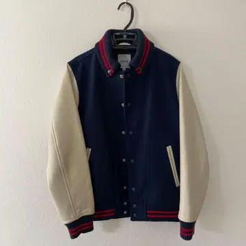 BEAMS 바시티 자켓 M 네이비 아이보리