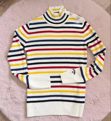 캘러웨이 긴팔 리브 니트 보더 무늬 사이즈 L