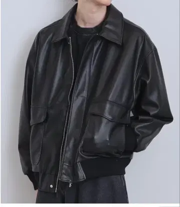 tk.TAKEO KIKUCHI A-2 합성 가죽 블루종