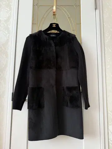 새상품급 매우 세련된 스웨이드풍 인조 모피 니트 가디건 자켓