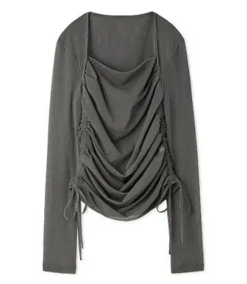 프레이 아이디 스퀘어넥 드레이프 튤 상의