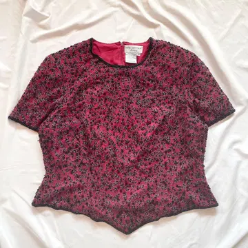 PAPELL BOUTIQUE 이브닝 비즈 자수 실크 상의