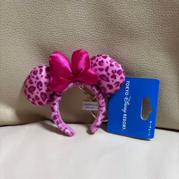 디즈니 머리띠 키체인 새상품 미니 핑크 레오파드