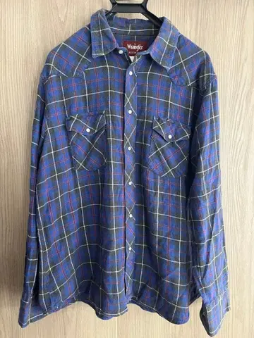 80s 랭글러 체크 무늬 플란넬 셔츠 긴팔 빈티지