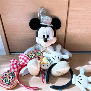 새상품급 디즈니 미키 미니 봉제 인형 & 머리띠 세트