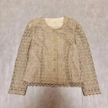 노카라 자켓 총 자수 광택감 골드 버튼 15AR 페미닌