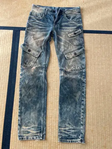 리틀 브루클린 데님 팬츠 데미지 밀리터리