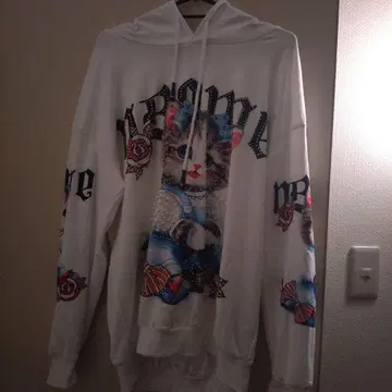 토지 카지미 고양이 프린트 후드티