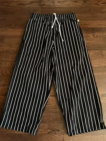 쿠쿠맨 스트라이프 블랙 와이드 팬츠 남성용