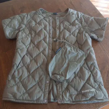 mont-bell 베이지 다운 베스트 자켓 S 새상품급 카키색