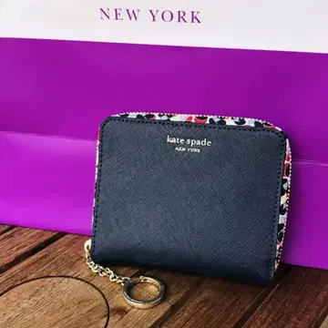 케이트 스페이드 접이식 지갑 네이비/멀티 컬러