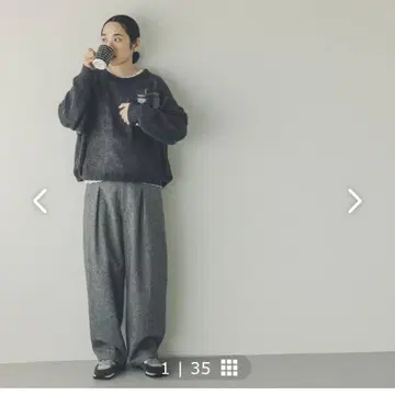 부드러운 트위드 커브 실루엣 팬츠 M 미사용 새상품 북유럽 생활 잡화점