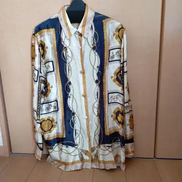 레나토 발레스트라 스카프 패턴 말 패턴 긴팔 셔츠 M 사이즈 실크