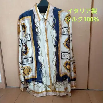 레나토 발레스트라 스카프 패턴 말 패턴 긴팔 블라우스 M 실크