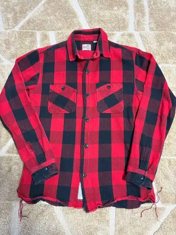 houston 레드 블랙 체크 플란넬 셔츠 L