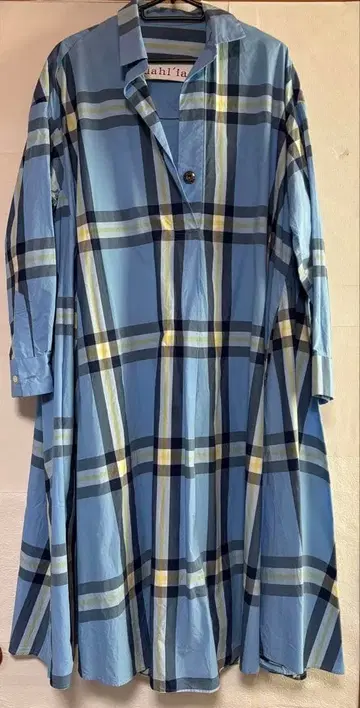 달리아 체크 무늬 셔츠 원피스 긴팔