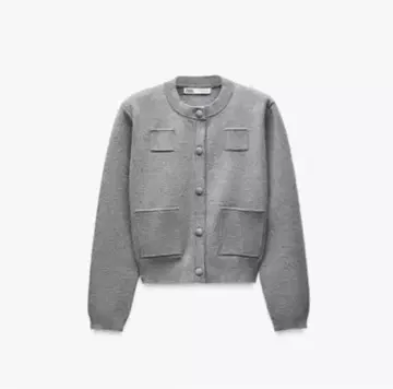 ZARA 플레인 니트 자켓 패디드 숄더