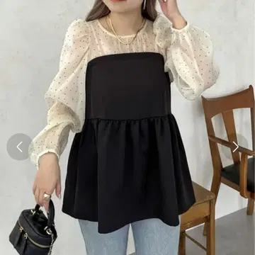 prose verse 페플럼 블라우스 도트