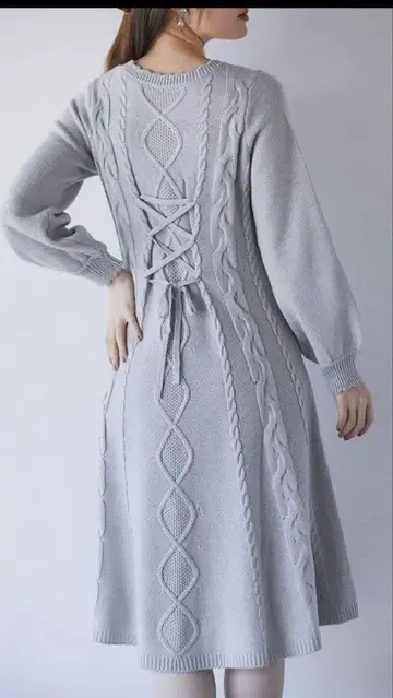 tocco 백산 레이스업 니트 롱 원피스 M