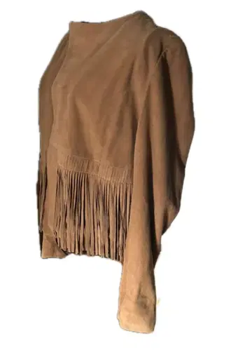 레어 빈티지 천연 가죽 프린지 웨스턴 자켓 브라운