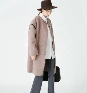 알아바일 배색 트리밍 리버서블 보아 코트 1