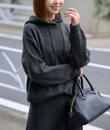 슬로브 이에나 에어리 니트 후디 니트 후드티 차콜 그레이