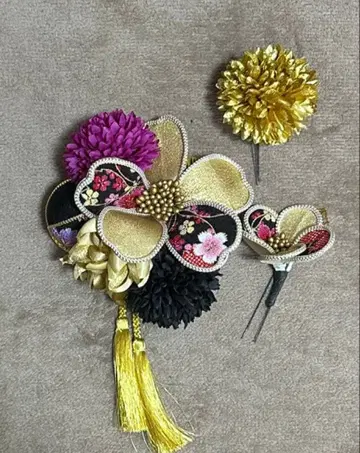 성인식 일본 의류 머리 장식 세트 꽃 모티브