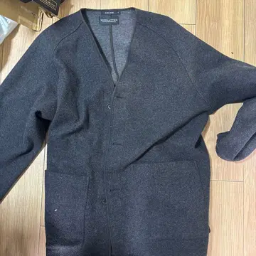 울 혼방 다크 그레이 가디건