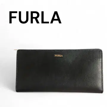 FURLA 훌라 가죽 장지갑 블랙 골드 로고