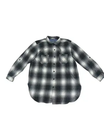 Burnout 옴브레 체크 롱 셔츠