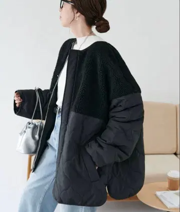 Discoat 보아 절개 퀼팅 코트 컬러