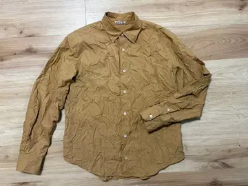 AURALEE 브라운 긴팔 셔츠 주름 가공