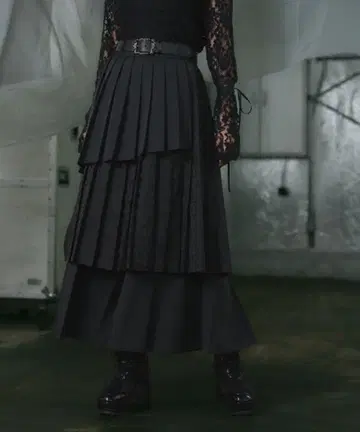 비대칭 MIX 플리츠 스커트