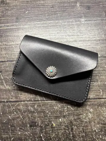 도치기 새들 레더 숏 트래커 지갑 BK