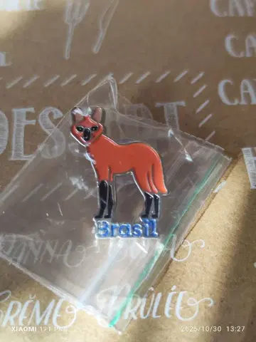 브라질관 오렌지 컬러 여우 핀 배지 Brasil